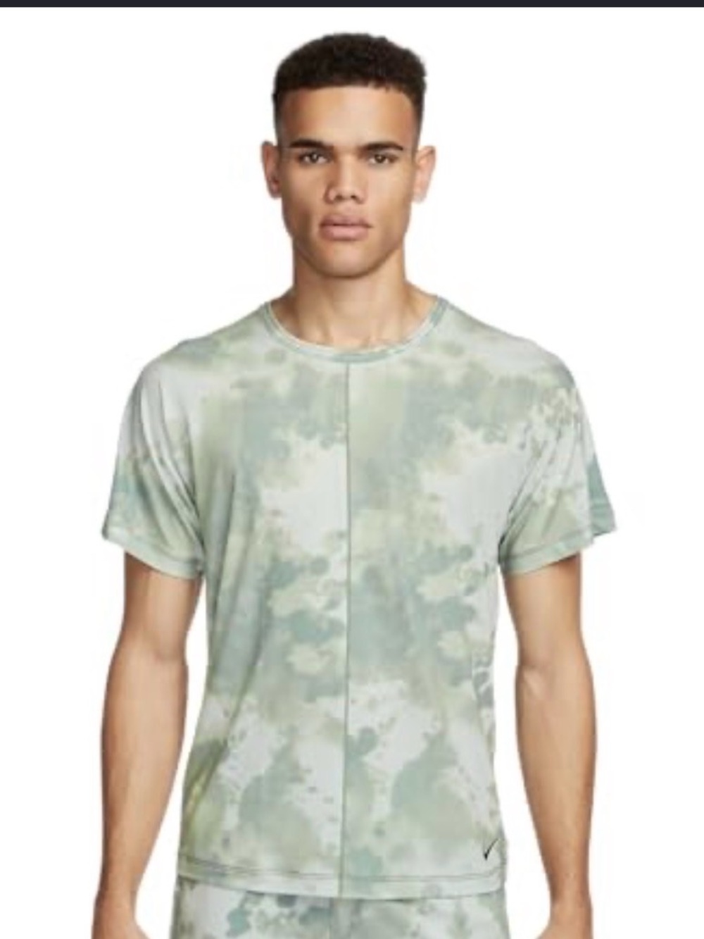 Nike Dri-FIT Men's Allover Print Short-Sleeve Yoga Top, Mica Green